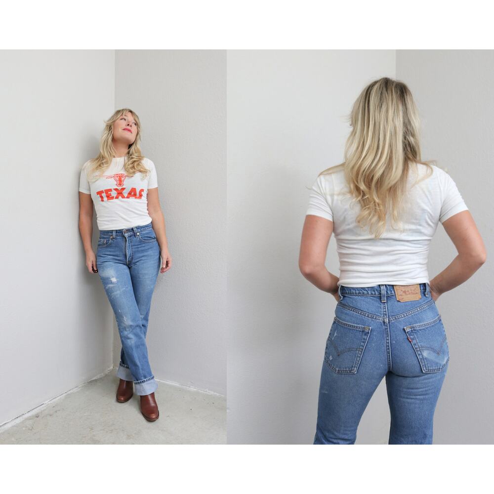 1990's Vintage Levi's 517 Distressed Boot Cut Jeans ~Women's XS SM 28" 29" Waist